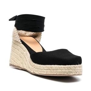 Castañer Carina Ankle Tie Espadrille Wedge Sandals black BRAND NEW size 37